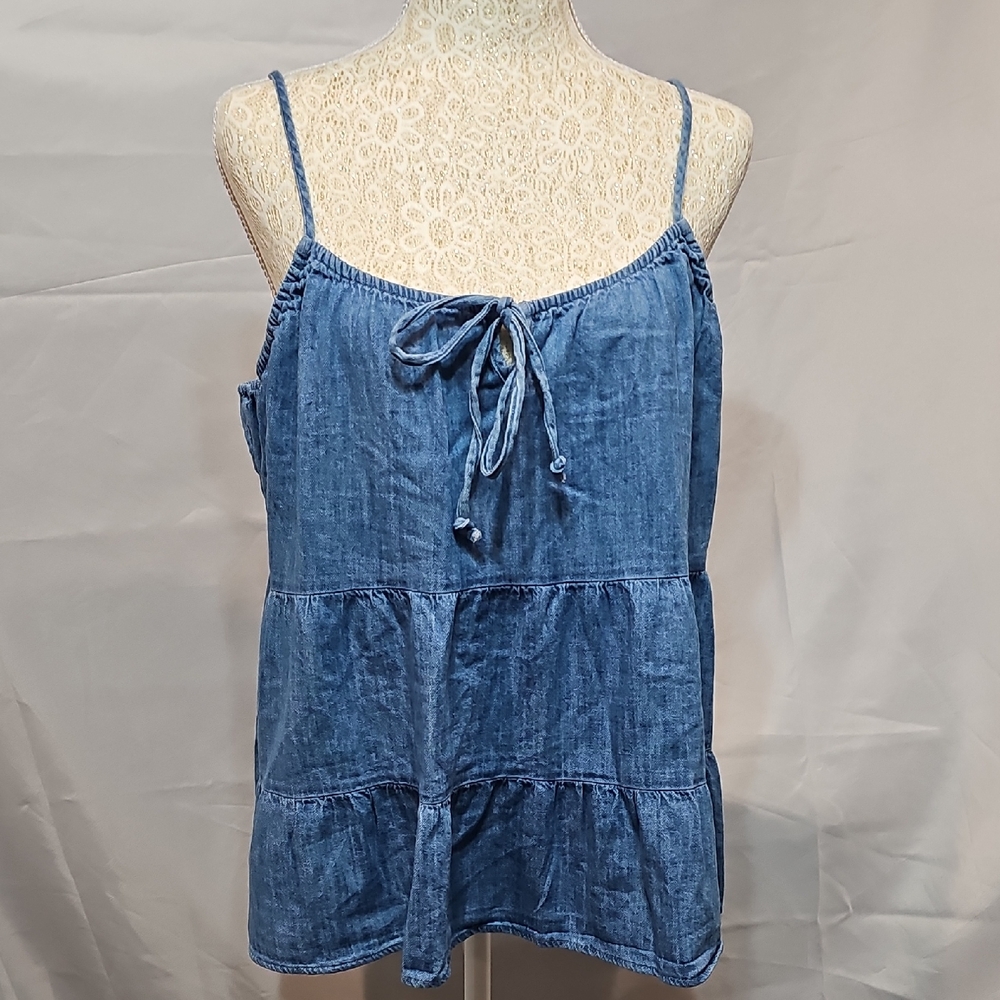 Old Navy Blue Denim Camisole Top With Adjustable Straps
